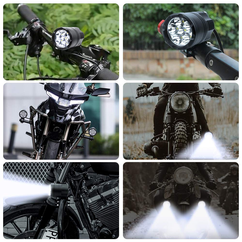 Biqing 2PCS Fari Moto Supplementari,6 LEDs Faretti LED Moto Luci Anteriori Faro Luci Supplementari Lavorare Lucis Spot Faretto per 12-24V Veicolo Motos Bici Auto Barca