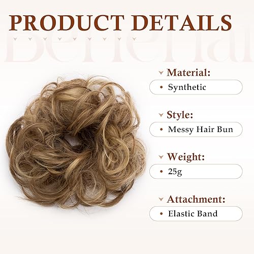 Miniatura 3 de Desordenado moño pieza de pelo Scrunchy Updo piezas de pelo para las mujeres esponjoso moño moño moño moño donut postizo sintético con banda de goma