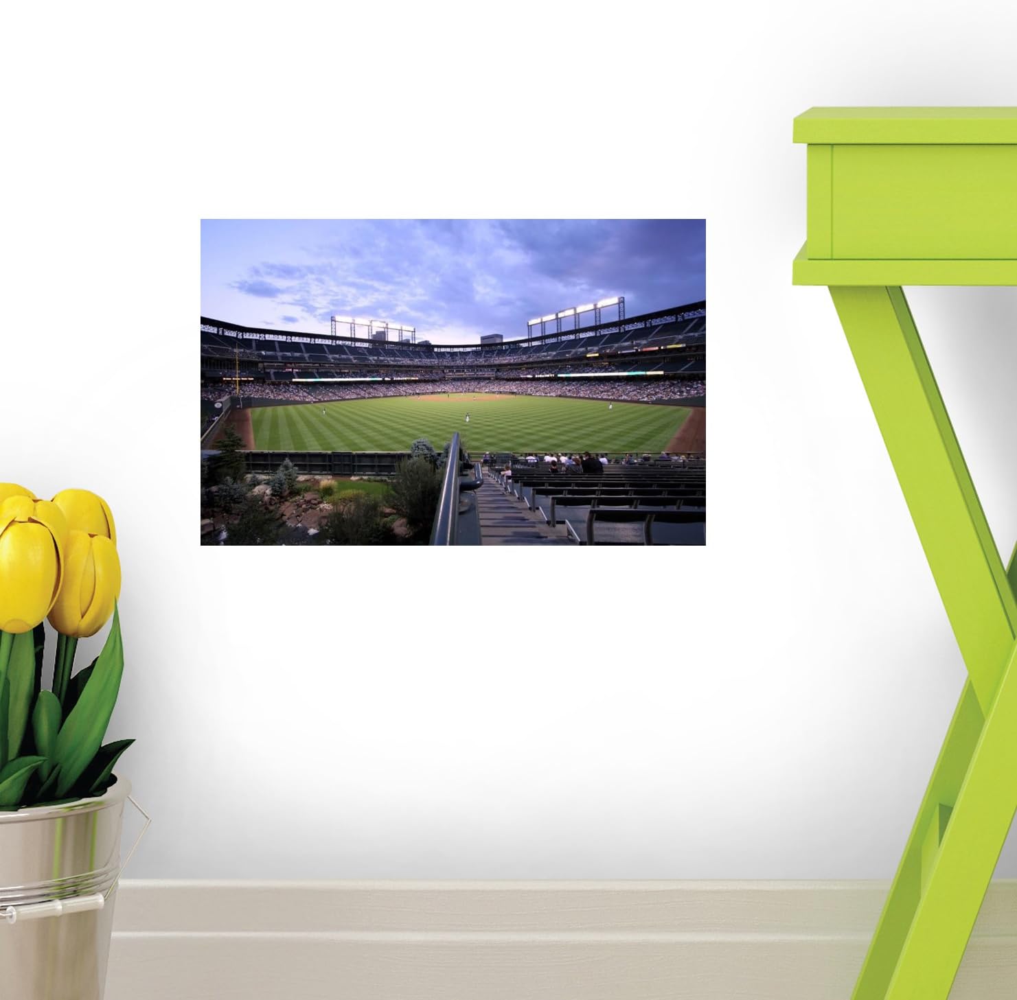 Baseball Field Wall Decal - 42 Inches W x 27 Inches H - Peel and Stick Removable Graphic
