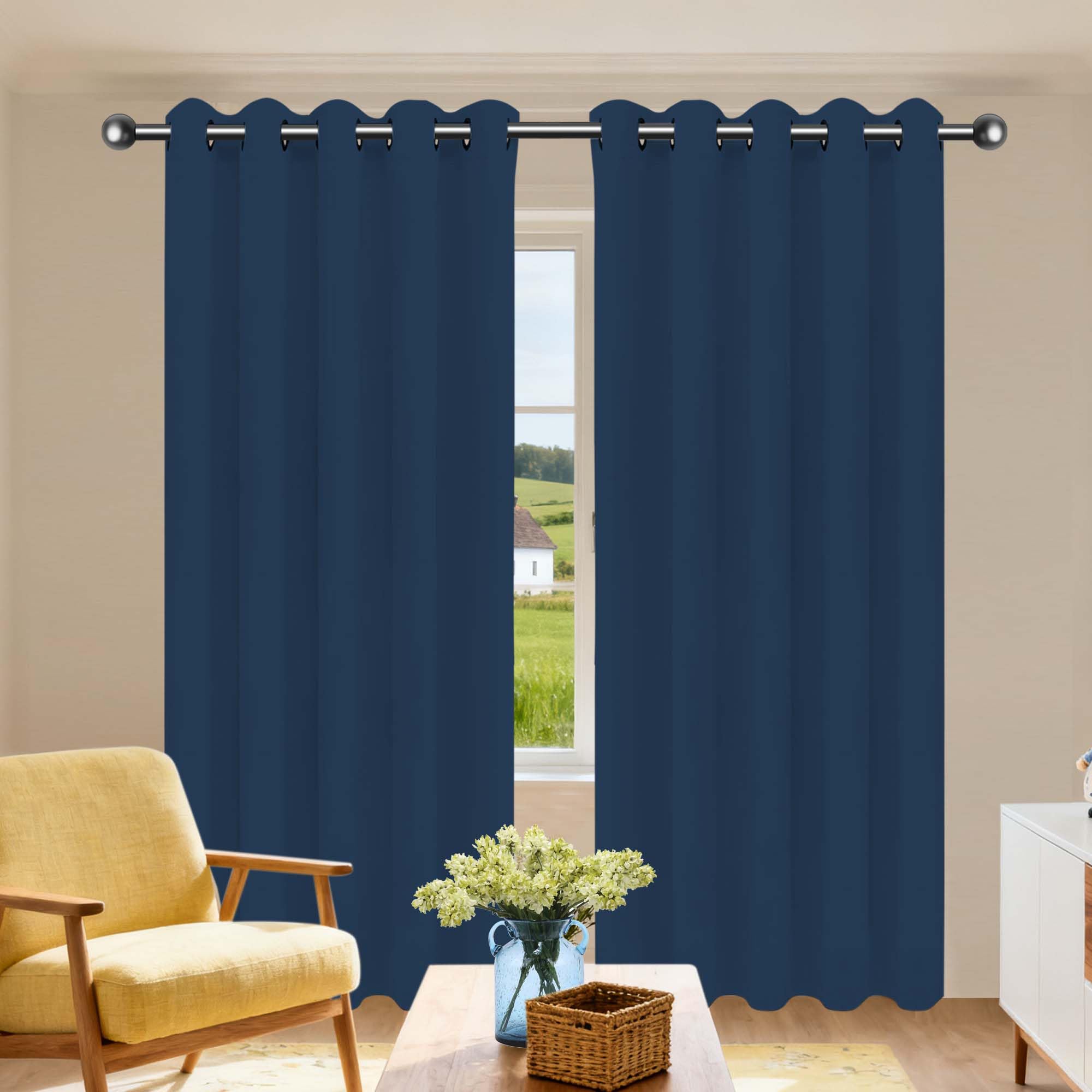 Rideau anti froid bleu foncé opaque de 164x163 cm contre le gel