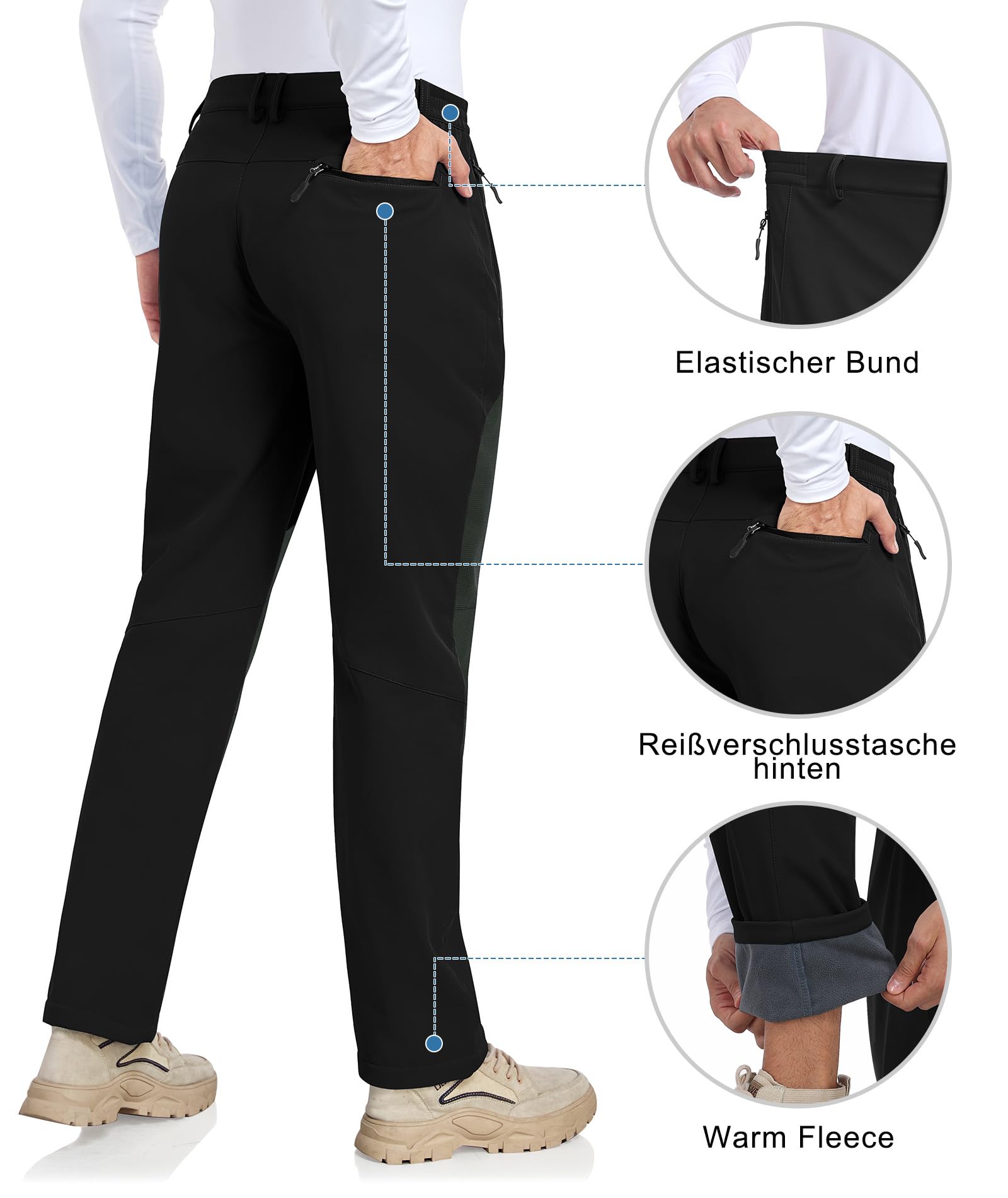 Pantaloni da Lavoro Uomo Invernali Pantaloni Trekking Antipioggia Impermeabili Termici Pantaloni Neve Sci Snowboard Caldo Antivento Tasca con Cerniera (Loose Fit)