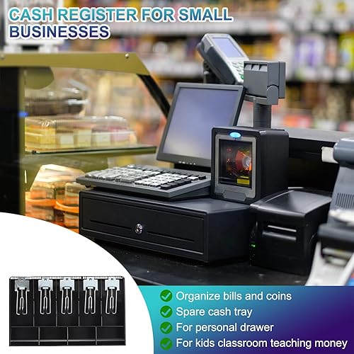 Miniatura 3 de PATIKIL Bandeja de dinero para caja registradora, bandeja de inserción de cajón, organizador portátil de caja de almacenamiento de dinero con clip