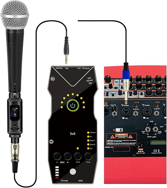 Dynamic Microphone Preamplifier 12dB-39dB Adjustable Built-in Battery Only for Dynamic Microphone Preamplifier