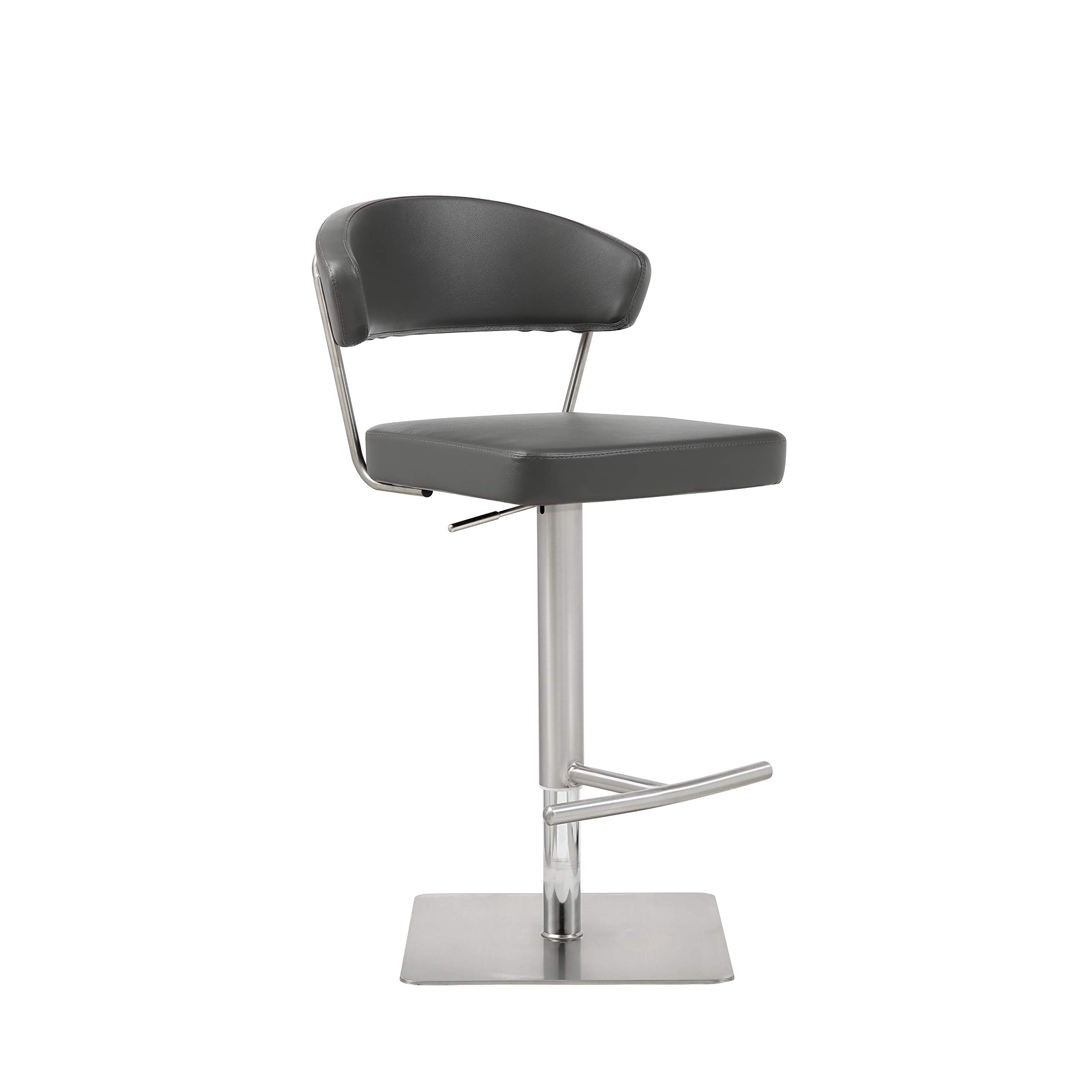 Maureen Barstool, Adjustable Height with Square Stainless-Steel Base