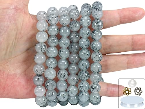 Miniatura 7 de Pamir Tong 650 cuentas de vidrio blanco nieve de 0.315 pulgadas para hacer joyas, cuentas redondas lisas, cuentas sueltas para hacer joyas, aretes,