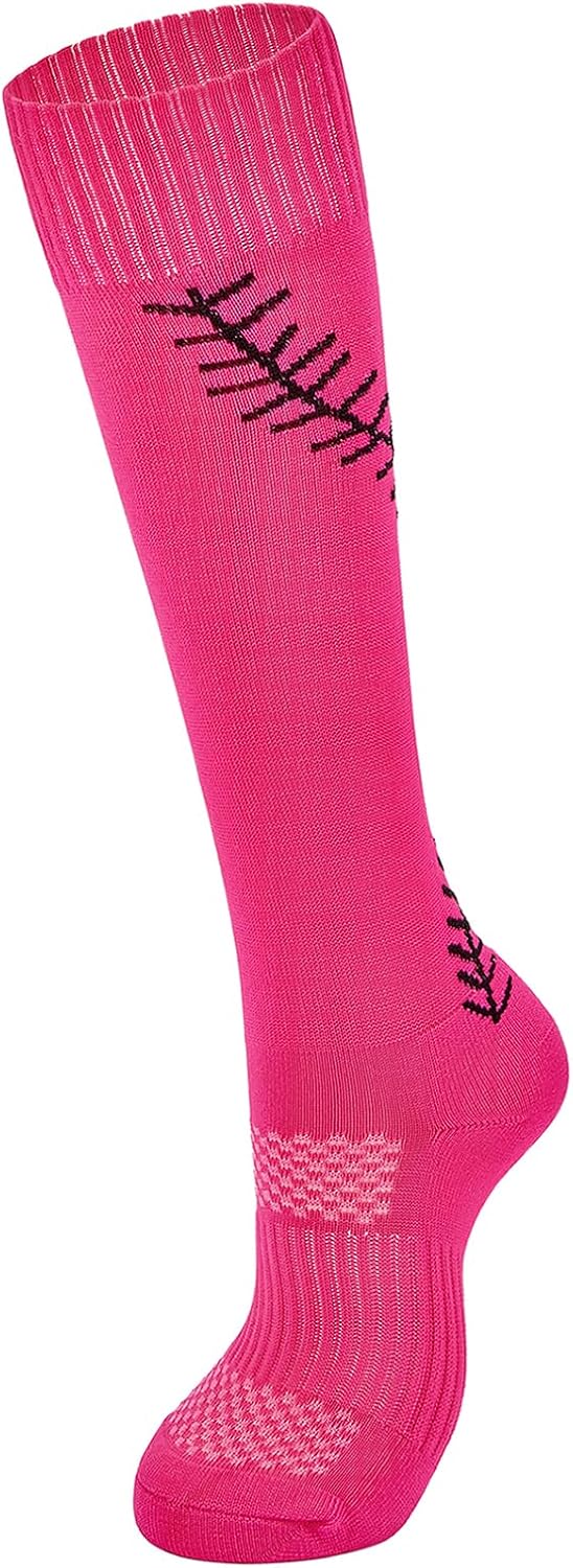 American Trends Softball Socks with Stitches - for Women or Youth Girls - Knee High Athletic Baseball Softball Football Socks - Image 3