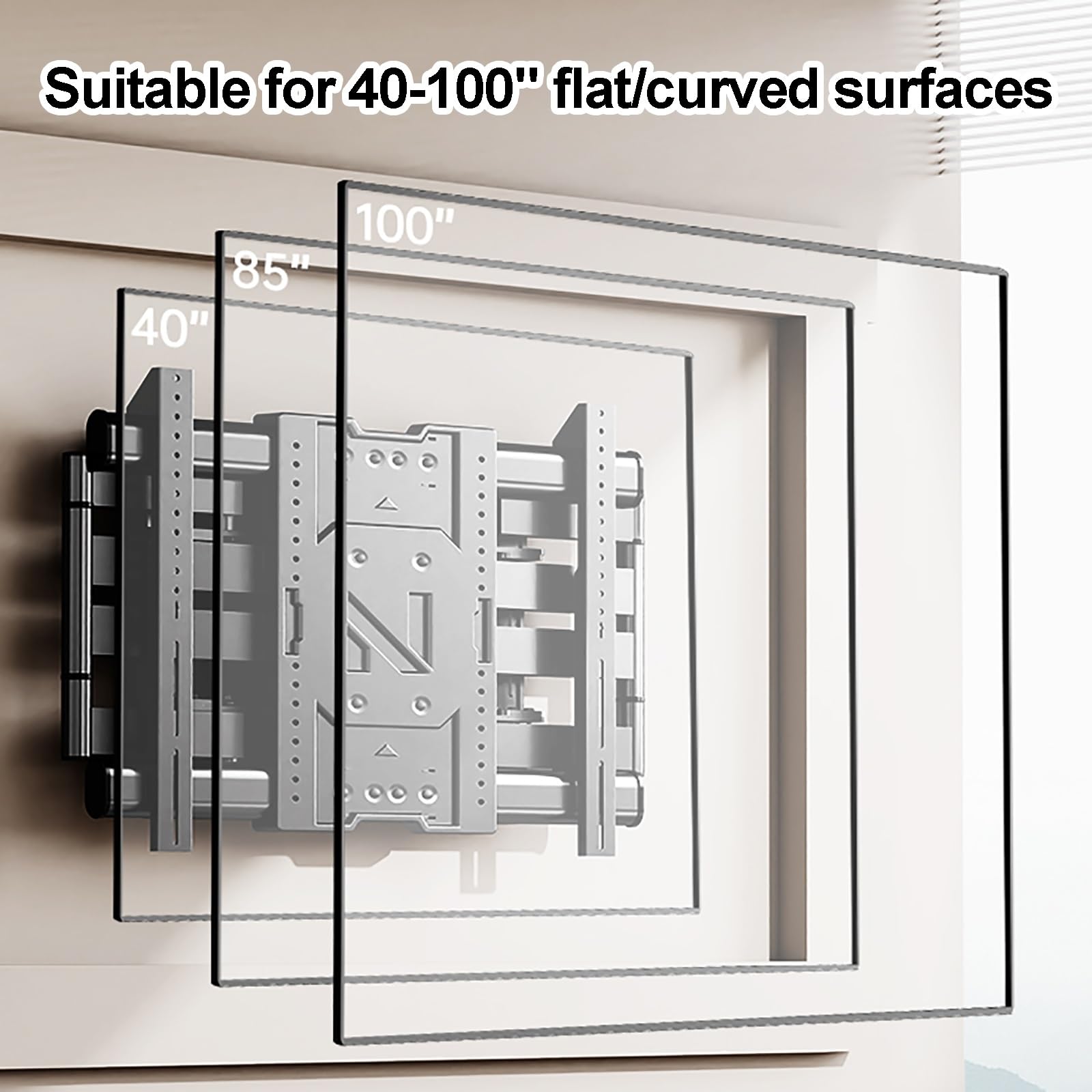 Soporte de pared para TV de movimiento completo para televisores de 40 a 100 pulgadas, brazos articulados, soporte ajustable giratorio e inclinable para pantallas planas y curvas