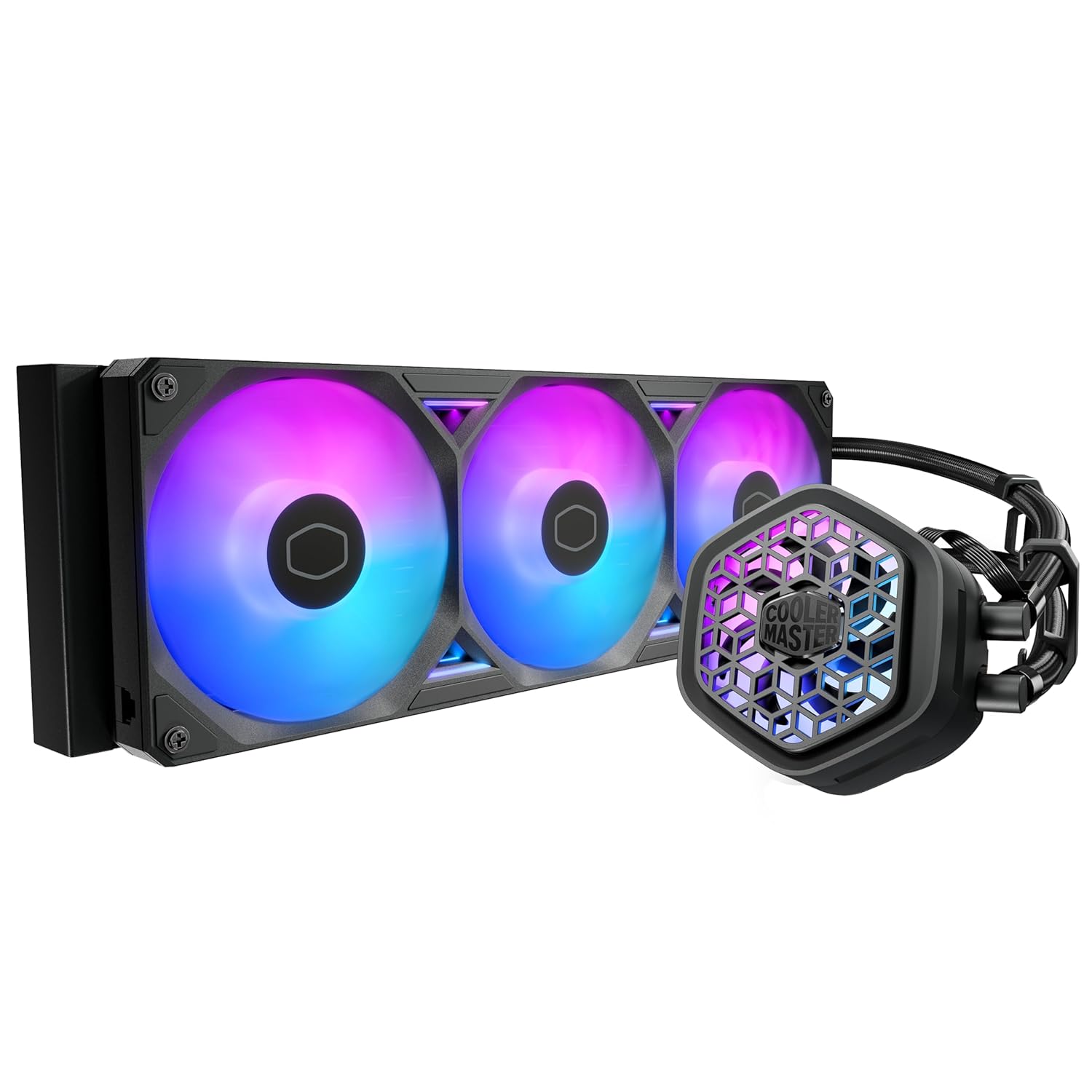 Cooler Master ML 360 Atmos II VRM Fan ARGB CPU Liquid Cooler - Black | Support Latest LGA1851, LGA1700, AM5, AM4 Socket | New Ultra-Low Profile Pump | 360mm AIO | Sickle Flow Edge Fans | VRM Fan