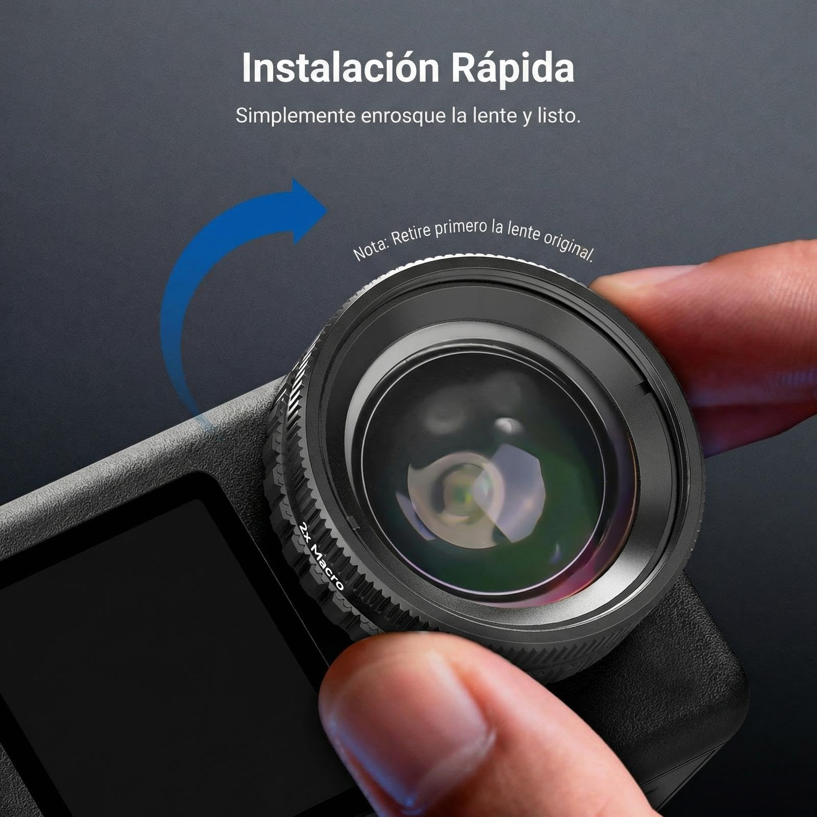 NEEWER Lente Macro Compatible Solo con dji Osmo Action 6, cámara de acción, Accesorios de fotografía de Primer Plano con Aumento 2X, 2 Elementos 1 Grupo, Rango de Enfoque de 2-3 cm, LS010