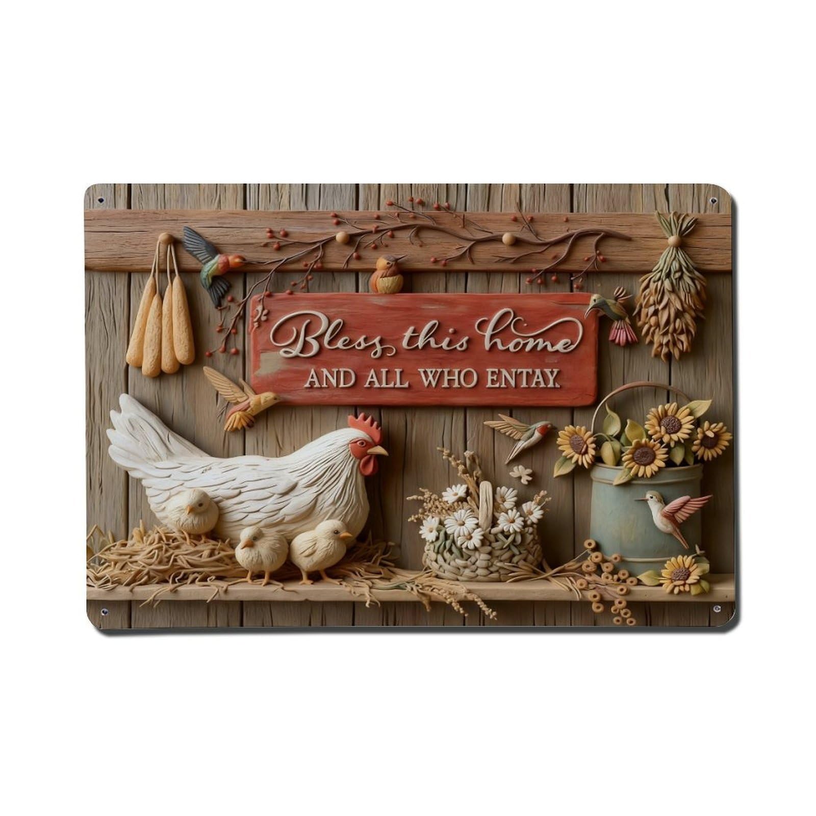 Iageret Vintage Bless This Home And All Who Enter Metal Tin Sign Retro Wall Decor, Bar Garage Cafe Kitchen Home Wall Art Poster Decoration 8X12inches