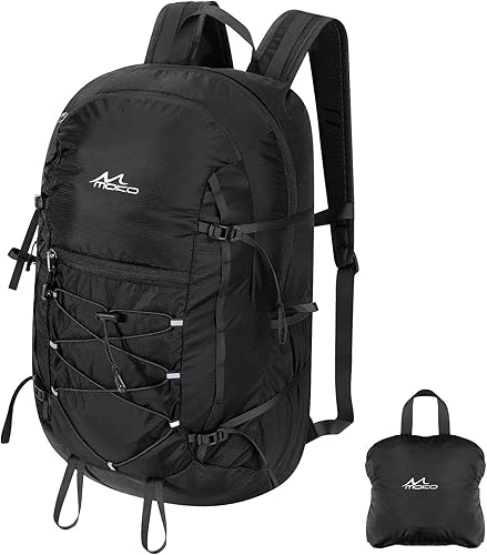 Vista 7 de MoKo Mochila de Senderismo, Mochila de 40L de Gran Capacidad para Acampada con Múltiples Bolsillos, Mochila de Día para Viajes Resistente a
