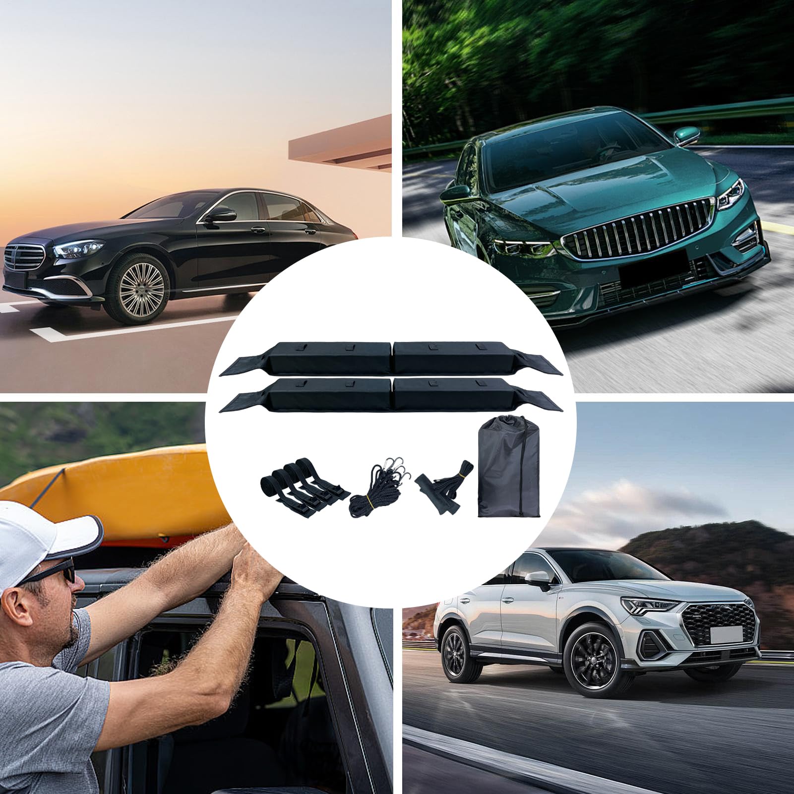 Portapacchi per auto, antiscivolo, in schiuma EVA e tessuto Oxford | multifunzionale, impermeabile, pieghevole, con borsa per il trasporto dei bagagli