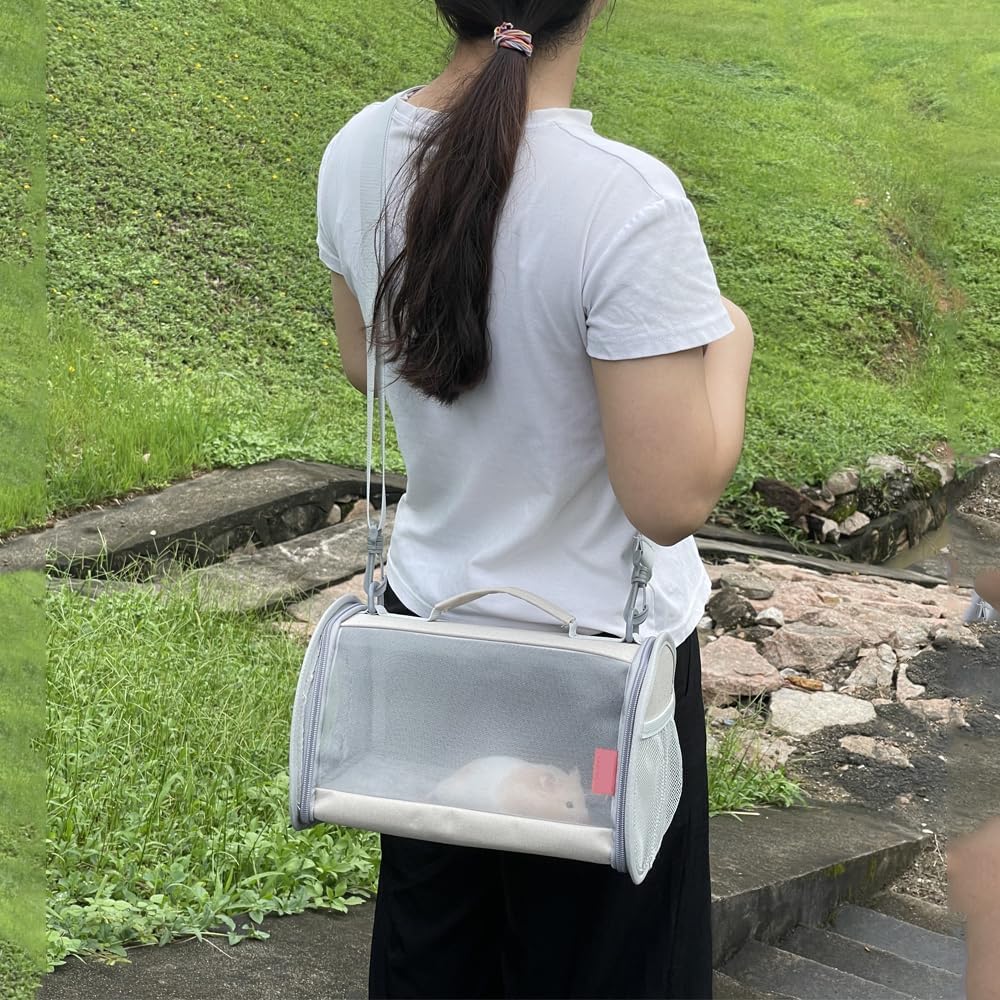 Bolsa de Transporte para cobayas, portátil, Transpirable, para hámster, Color Blanco