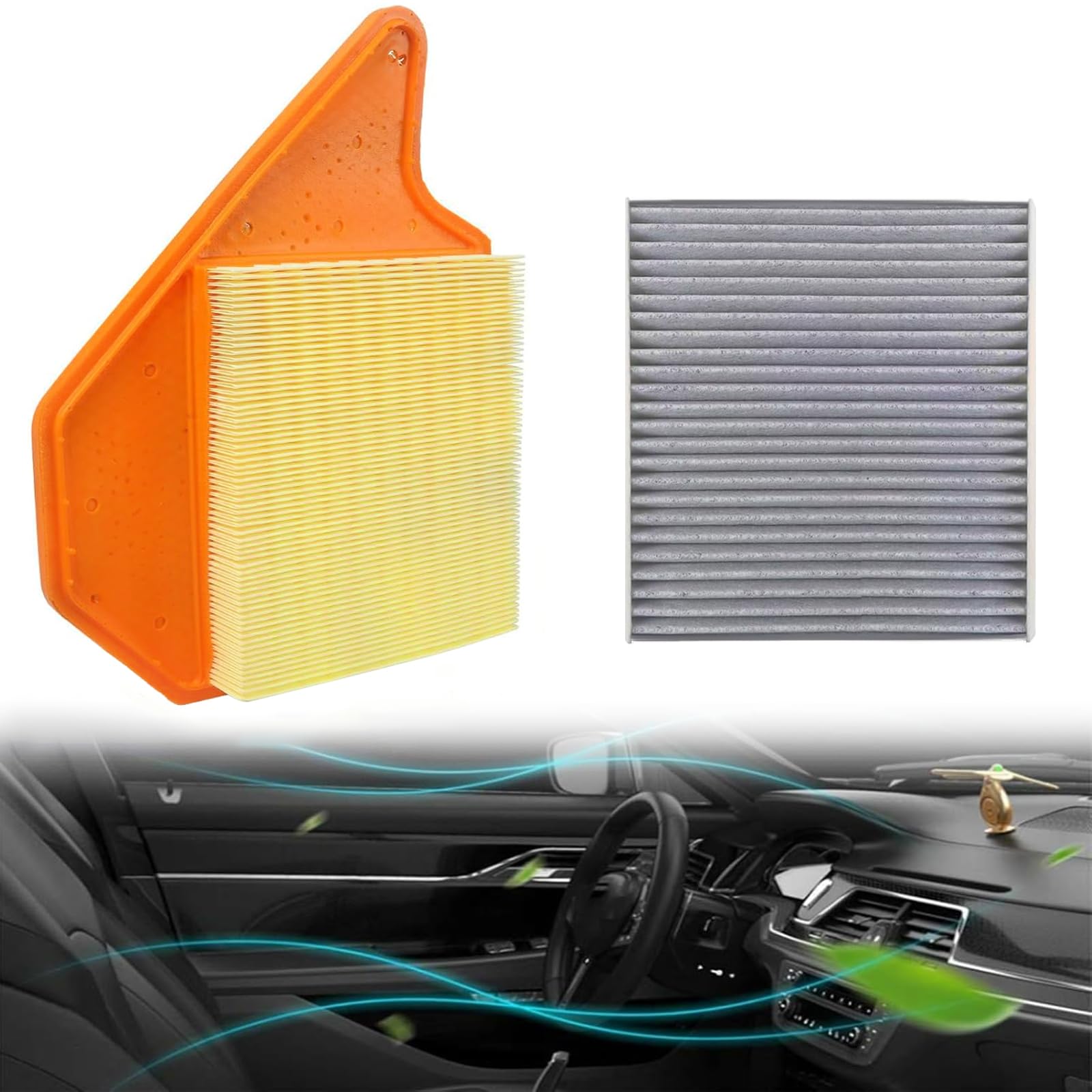 Engine and Cabin Air Filter Compatible With Chrysler Dodge Volkswagen Vehicle Town & Country 2011-2016, Grand Caravan 2011-2020, C/V 2012-2015,