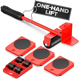 Furniture Lifter Tool & Furniture Moving Sliders Set 360° Rotating Wheels Up to 220 lbs, Refrigerator Movers Sliders with Smooth Glide, Non-Scratch Design for Hardwood Floors, Home & Office Appliances