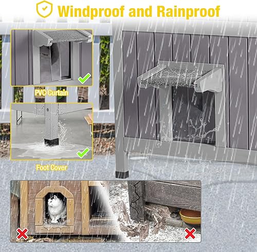 Miniatura 6 de Aivituvin Cat House - Refugio para gatos con calefacción para exteriores, resistente a la intemperie, 100% aislado con forro aislado completo