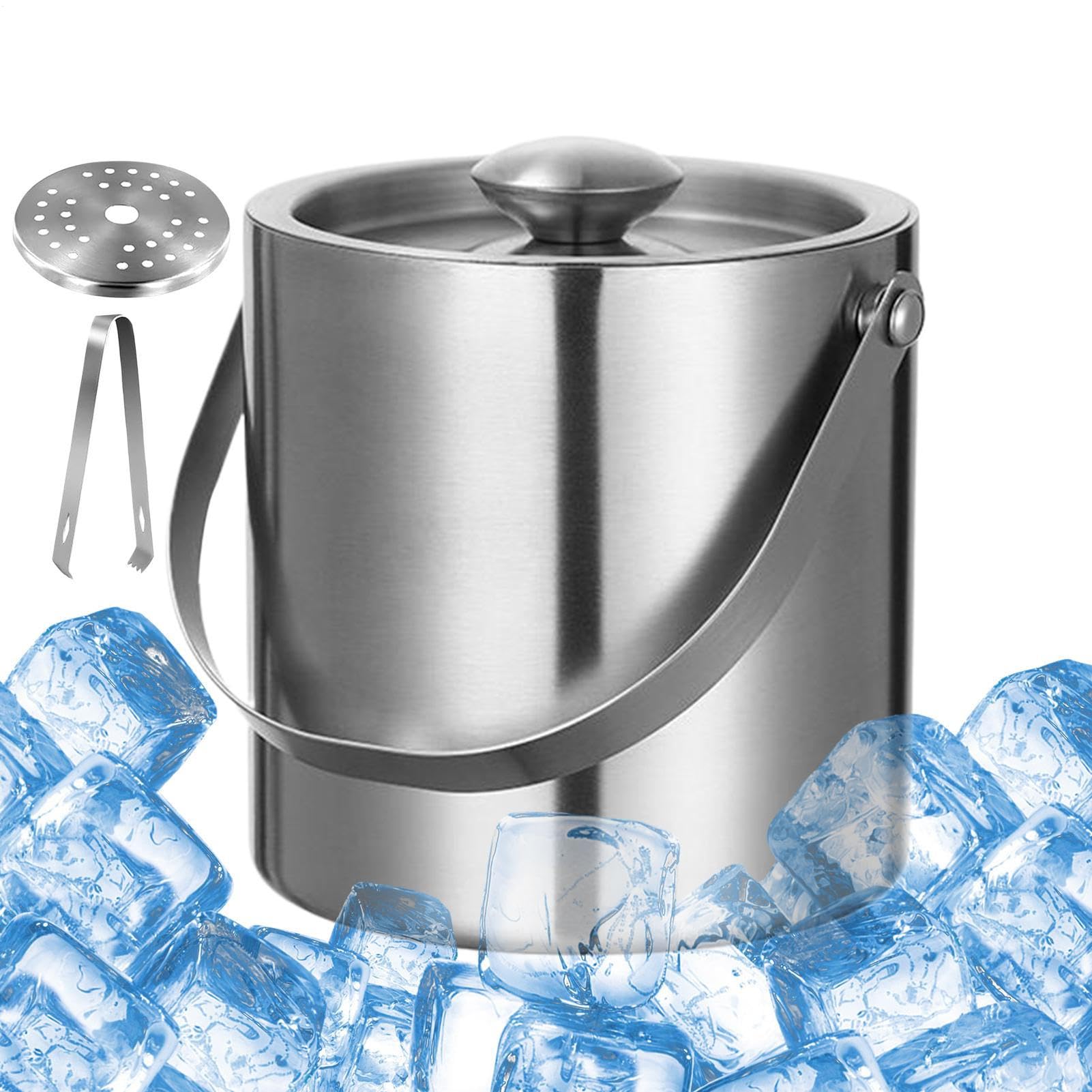 Eiswürfelbehälter Für Gefrierfach,Runder Doppelwandiger Eisbecher - Leckdichter Champagnerbehälter Getränkewanne Geschirr für Picknick Camping Feste Clubs Bars Restaurants
