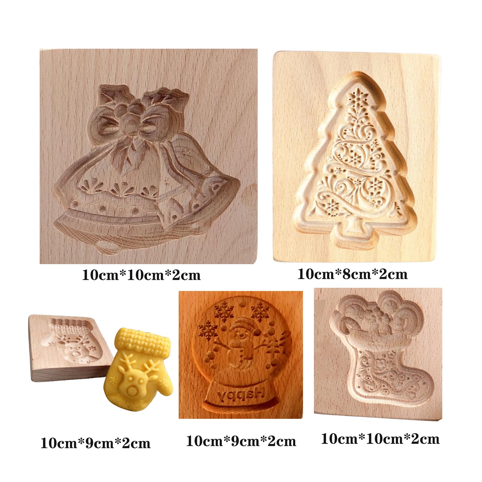Ausstechformen aus Holz, Lebkuchenform, lustiges Tier, Weihnachtsplätzchen, Backzubehör für Zuhause, Bäckerei (3–5 Stück) (Christmas-B)