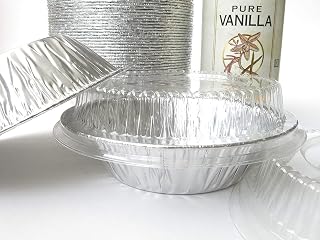 Safca KitchenDance Disposable Aluminum Foil Tart Pan with Lid - 5" Aluminum Foil Individual Pie Pans, Mini Pie Pans, Pot Pie Tins, Baking Pan Perfect for Pies, Cobblers - 501P, (100)