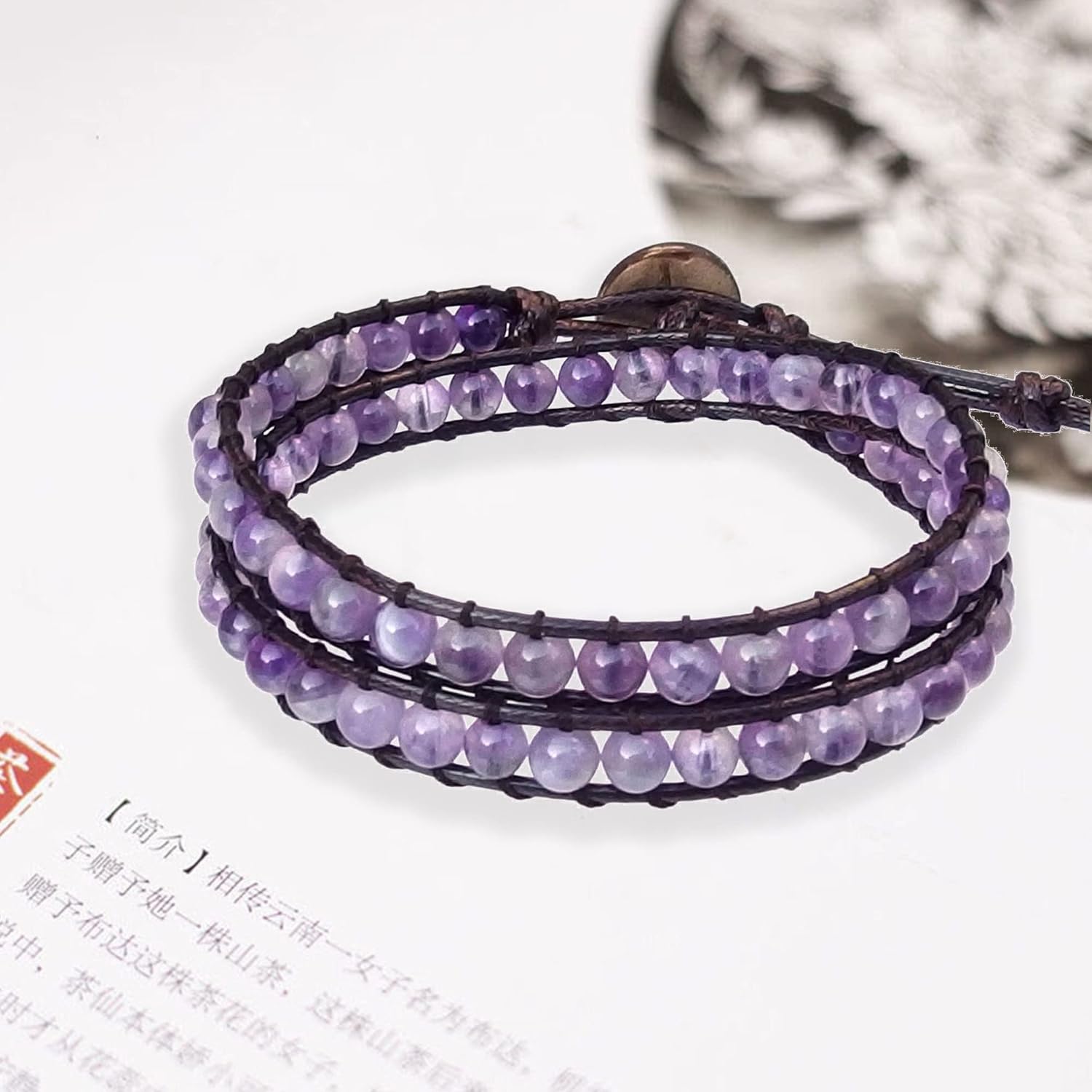 Genuine Stone Wrap Bracelets for Women Natural Crystal Beaded Wrap Bracelet 2/3/5 Adjustable Bohemian Bracelets Jewelry Gifts for Women Mom - Image 9