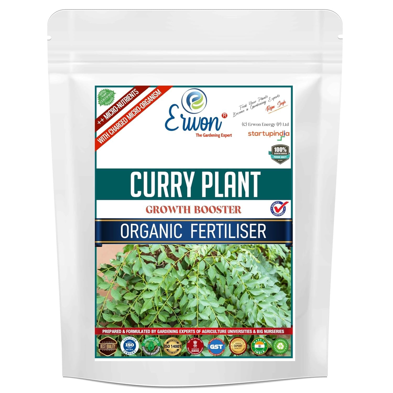 Erwon® Curry Plant Growth Booster, Premium Essential Powerful Organic Fertilizer for Overall Growth of Curry Plants, with Charged Micro-organism and ++ Micronutrients (1800 gm)
