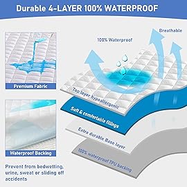 GRT 2 Pack Waterproof Crib Mattress Protector, Quilted Baby Mattress Cover Fitted Deep Pocket from 4 up to 9, Extra Soft Breathable & Noiseless Toddler Mattress Pad 52x28, White