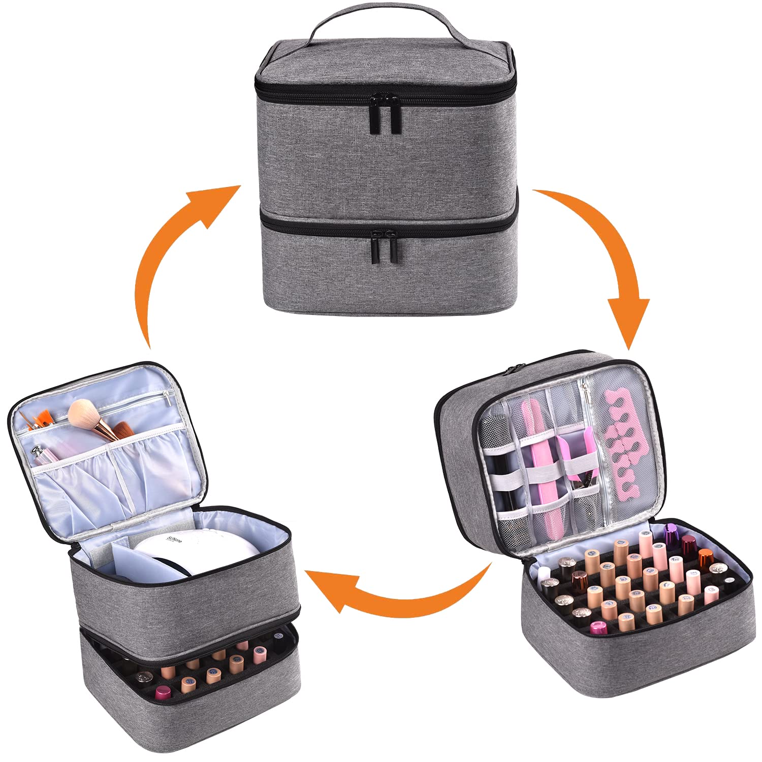 Corduroy Nail Polish Organizer and Nail Lamp Case