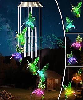 Nacome Wind Chimes for Outside: Tubes Memorial Wind Bell Birthday Gifts for Mom Mother Grandma Women Christmas,Yard Garden Decor Indoor/Outdoor(Hummingbird)