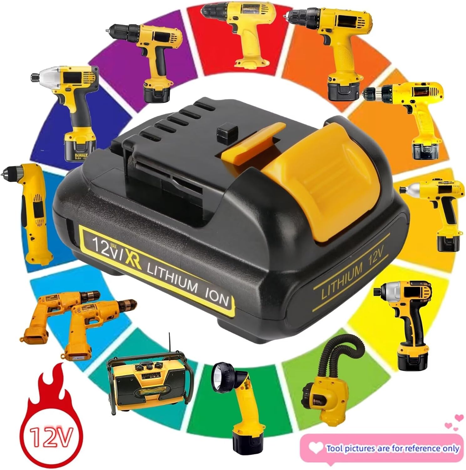 1.5Ah Compatible with Dewalt 12V DCB120 Battery Replacement Cordless Power Tools (Real Capacity Label) DCB123 DCB127 DCB122 DCB124 DCB121