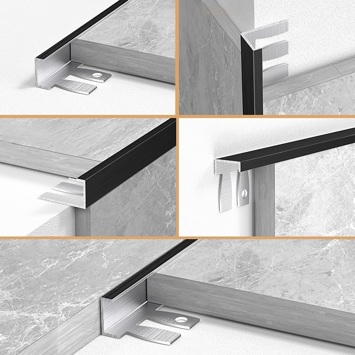Striscia Di Transizione (2 * 120cm) - Profilo Per Fessure In Vinile Per Pavimenti In Acciaio Inossidabile, Tappezzeria Per Pavimento, Per Collegare Spazi Vuoti(Matte gold,1.3-1.5cm)