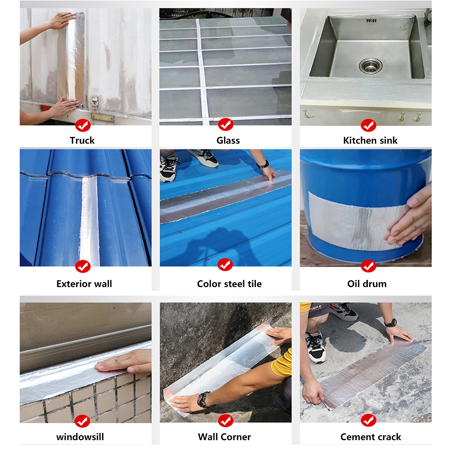 nastro butilico, nastro per tetti, 1 rotolo, nastro sigillante butilico rinforzato anti-perdite, riparazione multiuso for sigillatura di tubi, barche, crepe sul tetto, tende da sole, nastro for ripara