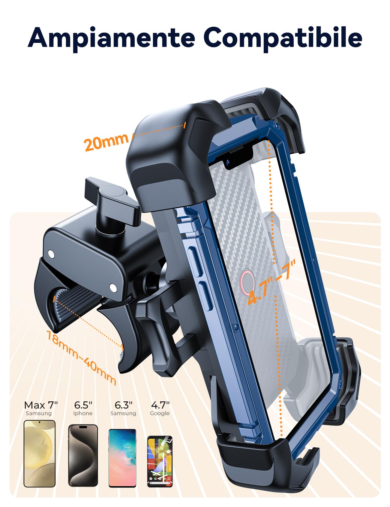 JOYROOM 2025 Supporto Telefono Bicicletta, [1s Blocco][100mph Militare Antivibrante] Porta Cellulare Moto, [5s Installazione] Universale Manubrio Holder per iPhone 17/Samsung S25 4,7-7" Smartphone