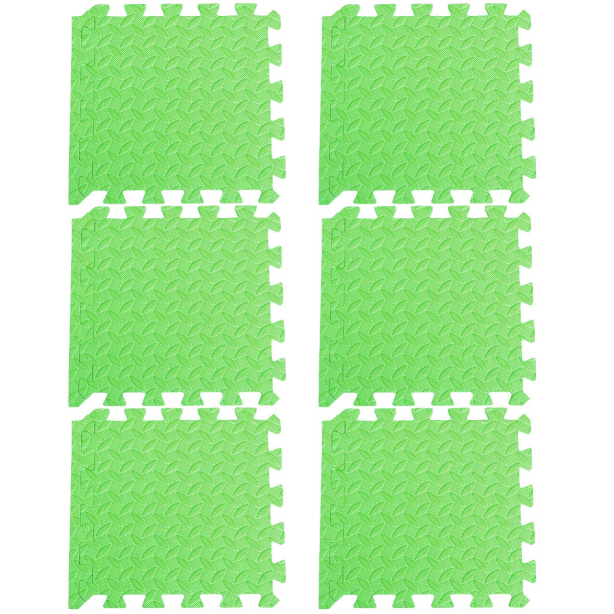 Yardwe 6 Pack Interlocking Foam Floor Tiles 30 x 30 cm Gym Flooring Mats Puzzle Exercise Mat EVA Foam Mats for Home Garage Gym (Green) - Green
