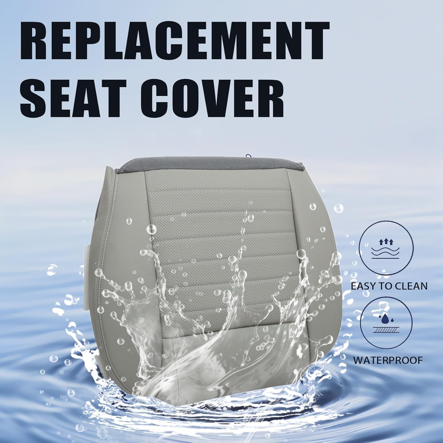 Priprilod Driver Side Bottom Replacement Leather Perforated Seat Cover Gray?#G2 or K2? Compatible with Ford Mustang GT V8 2005 2006 2007 2008 2009