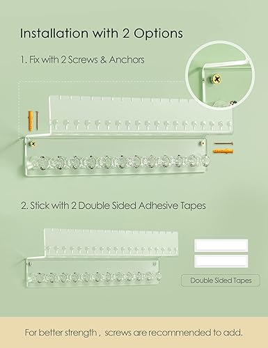 Miniatura 7 de Organizador de joyas colgante de acrílico montado en la pared con estante flotante, organizador de collar y organizador de aretes para mujeres y