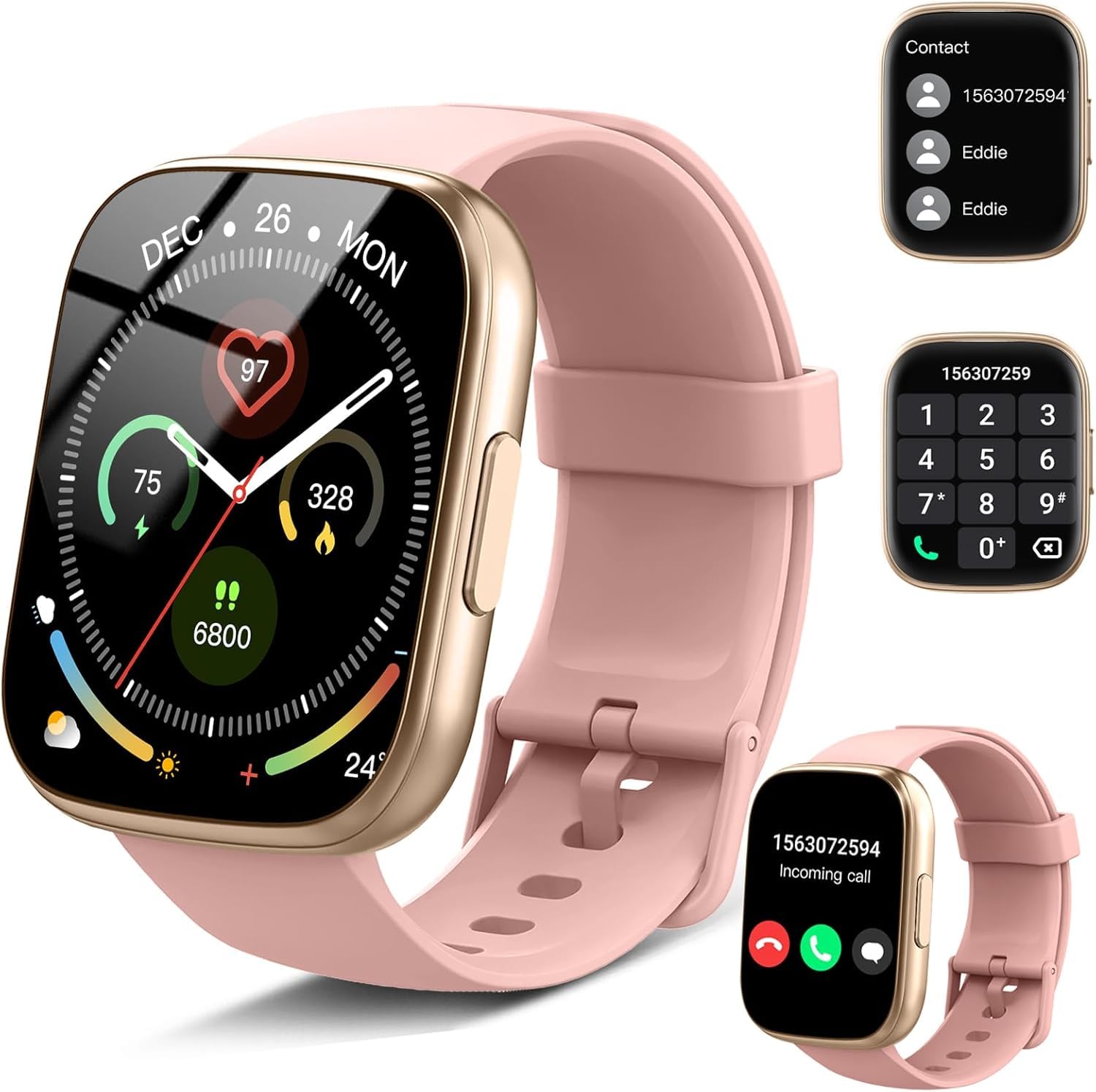 Reloj Inteligente Mujer, 1.95" HD Smartwatch con Llamadas Bluetooth, 110+ Modos Deportivos, 2026 Smart Watch con Pulsómetro/Monitor de Sueño/Podómetro, IP68 Pulsera Actividad para Android iOS, Rosa