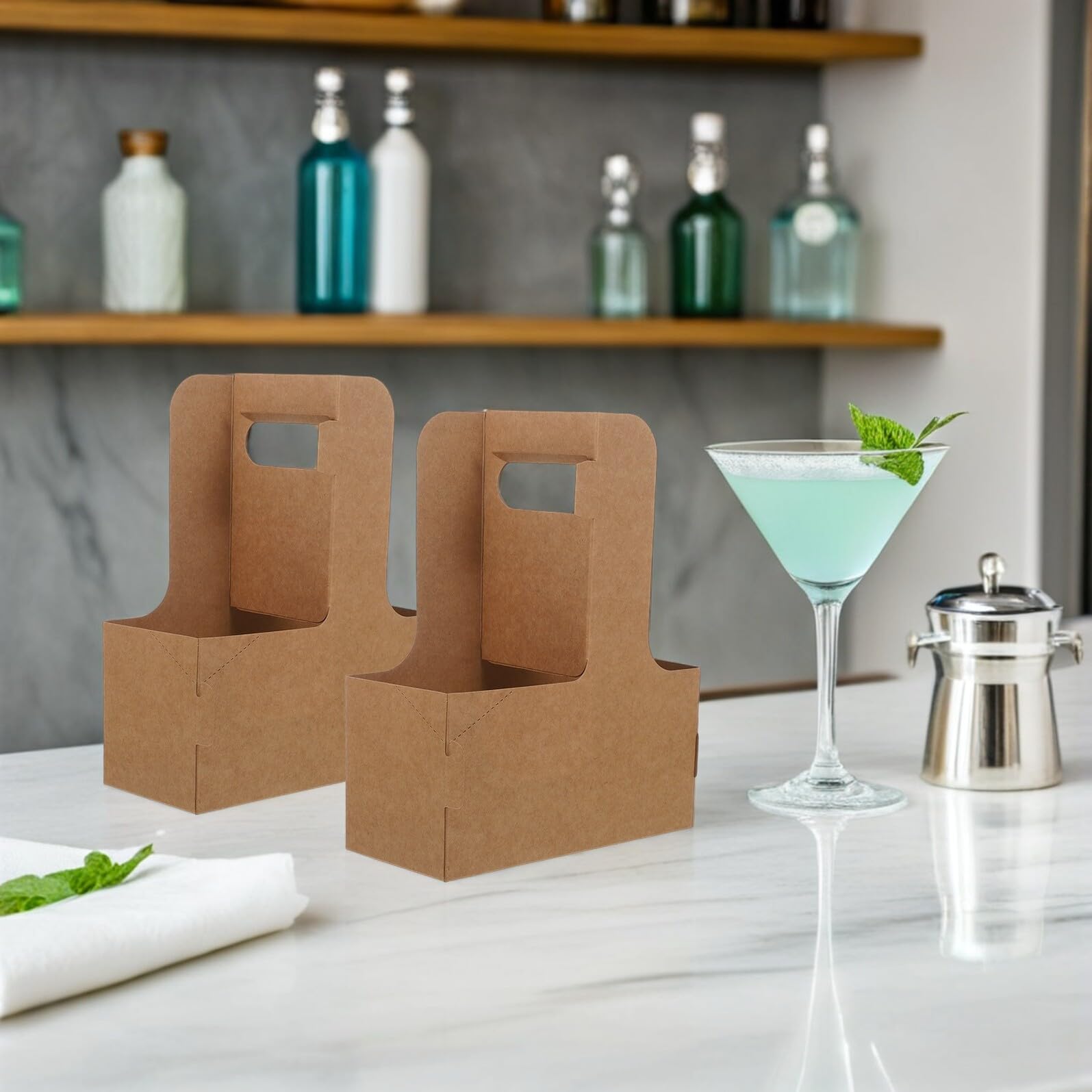 Holibanna 30 Unidades Posavasos De Mano De Papel Kraft Accesorios De Entrega De Comida Portavasos De Café Portavasos para Llevar Light Brown Reutilizable