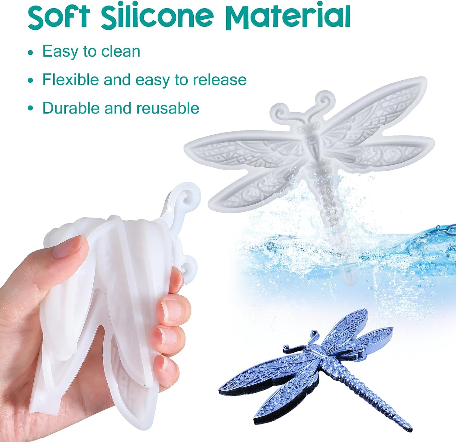 3D Crystal Insect Silicone Mold 2pcs Dragonfly Resin Mold for Epoxy/UV Resin Casting, DIY Craft Hanging Ornament Art Decors for Living Room Resin Craft Mold Lovers Gift Home Bedroom Wall Decors