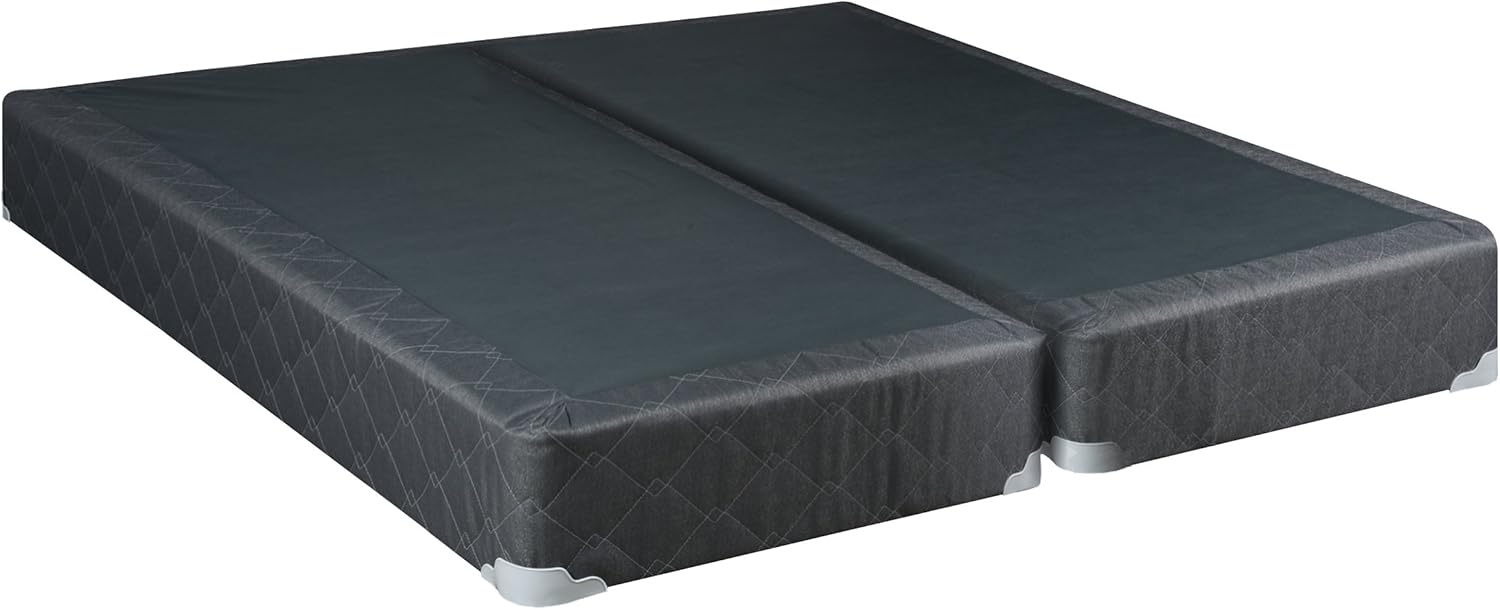 Continental Sleep Memory Foam Gel 8-Inch Split Box Spring Fabric Stretch Knit, California King, Grey