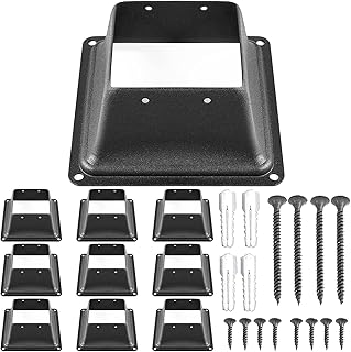 VEVOR Deck Post Base 10 PCS Wood Post Base Skirt 4 x 4" (Internal 3.38x3.38") Post Support Flange Black Heavy Duty Powder-Coated Decking Post Base Cover Fit for 4 x 4 Standard Wood Post Anchor
