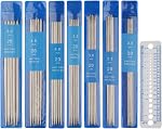 Coopay Short Double Pointed Knitting Needles Kit 20cm, Double Ended Stainless Steel Needles 2.0mm to 5.0mm, DPNS Knitting Pins Set for Beginner & Kids, Sock Knitting Needles 35 Pack & Knitting Gauge
