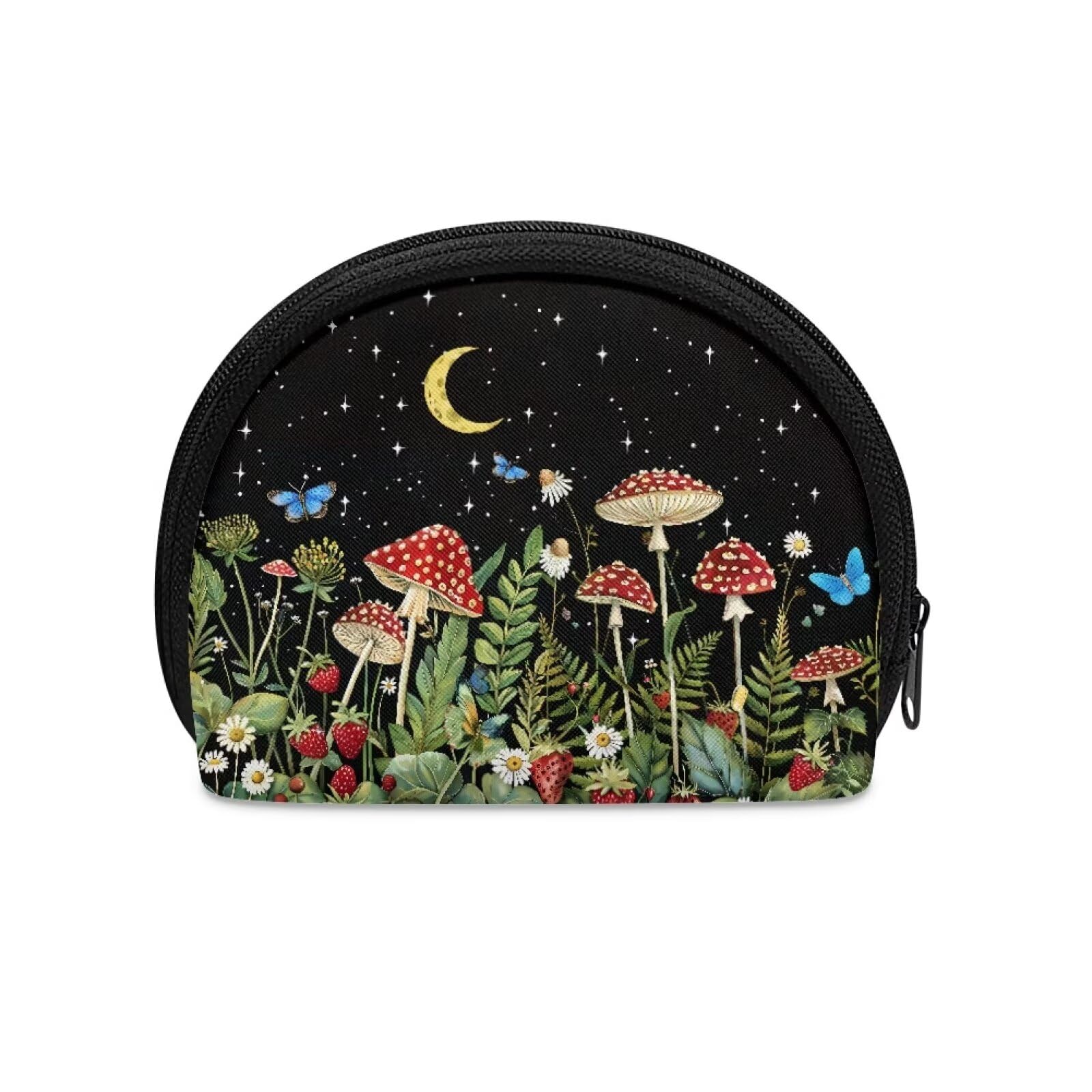 Vanideaoty Moon Mushroom Mini Wallet for Woman Small Coin Purse for Girls