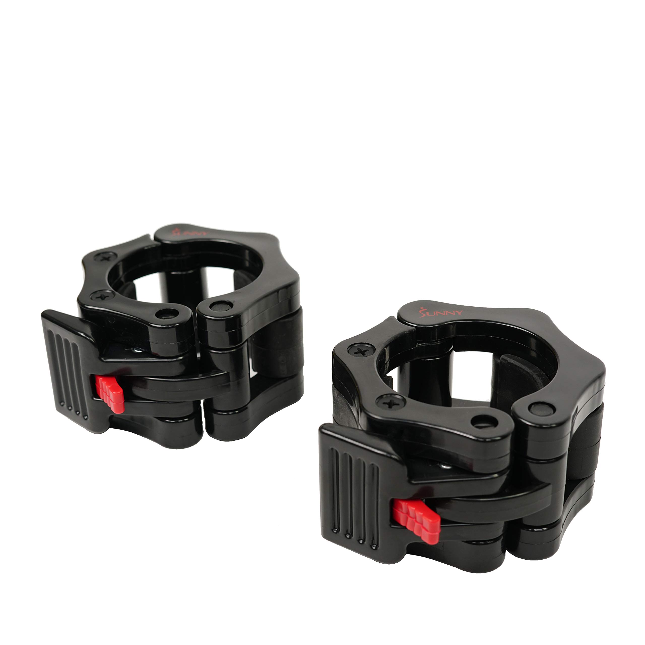 SUNNY HEALTH & FITNESS Lot de 2 Colliers de Serrage en Forme de Requin pour haltères Verrouillage Olympiques Mixte, Noir, Taille