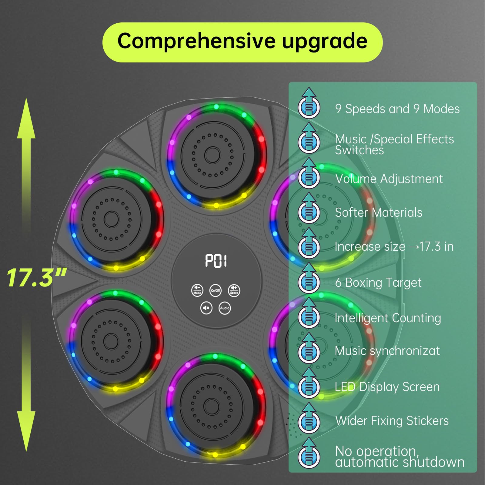 Music Boxing Machine Wall Mounted Smart Bluetooth Boxing Equipment for Boxing Enthusiasts (Color Light)