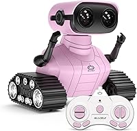 Vista 1 de ALLCELE Robot de juguete para niñas, robot RC recargable para niños, juguete de control remoto con música y ojos LED, regalo para niños a partir