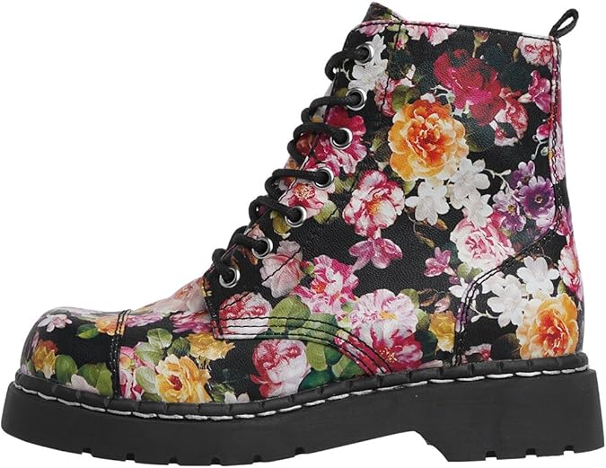 floral print combat boots