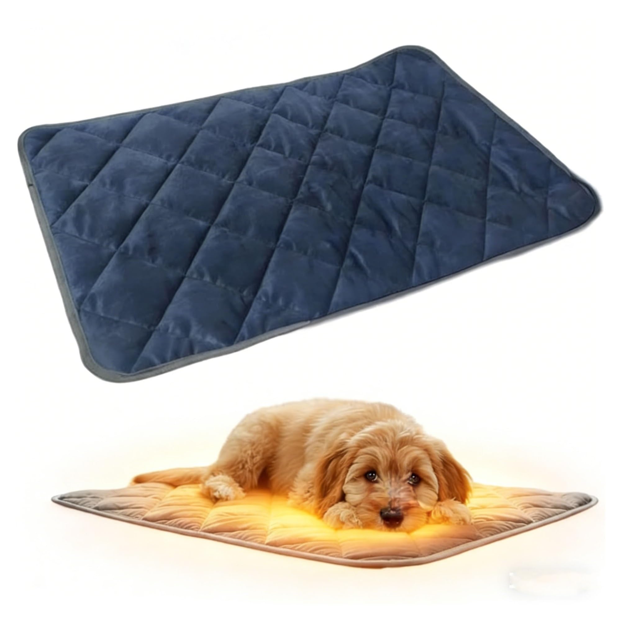 Lit auto-chauffant pour chien et chat lavable avec tapis de réflexion thermique bleu M