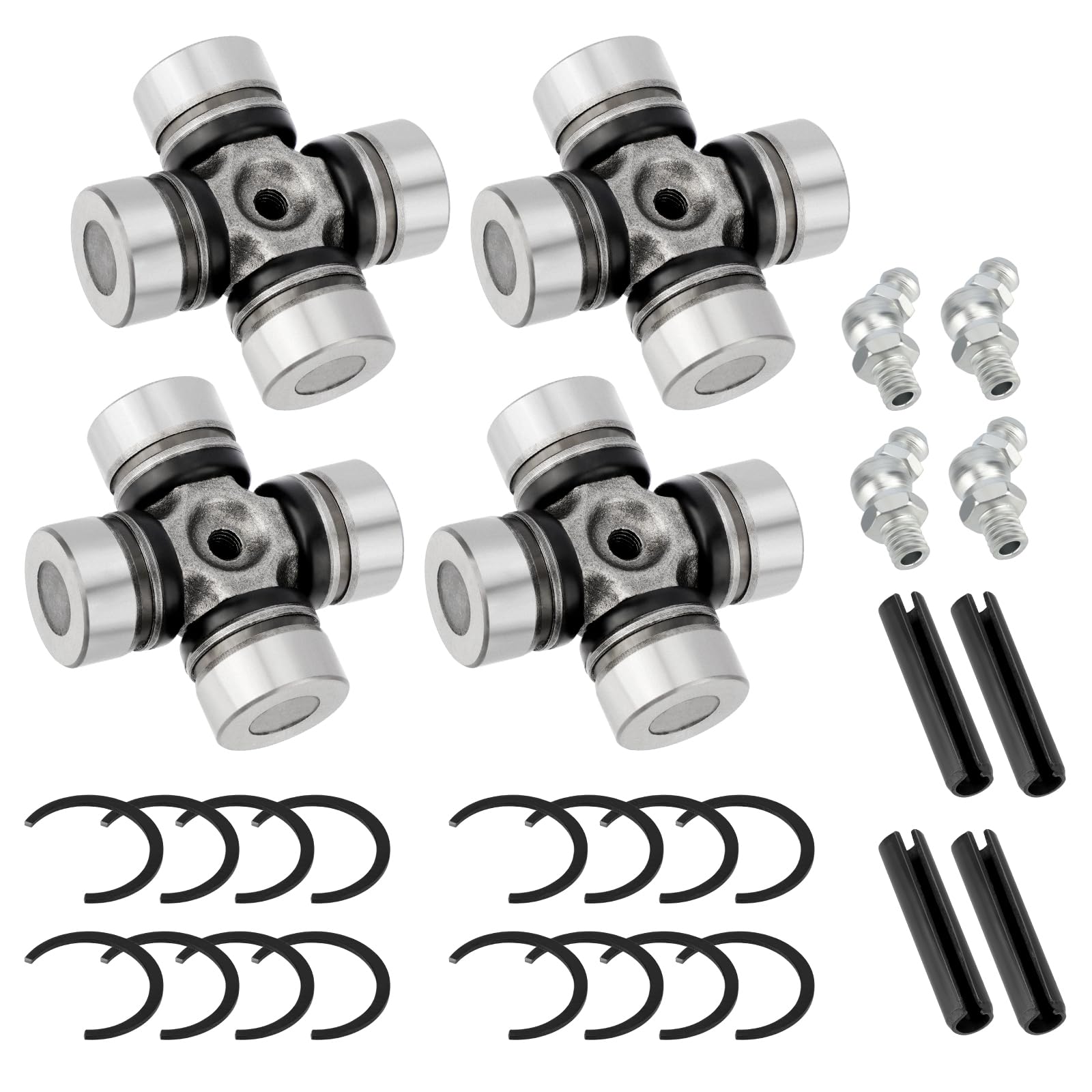 JAVIK Front & Rear Prop Shaft U-Joint for Polaris Ranger 500 700 800 Diesel-900 2000-2014 Sportsman 550 600 700 800 850 High Lifter 2002-2017 （4 Set)