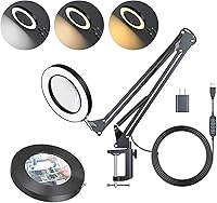 Vista 1 de Sourcingbay Lámpara de escritorio con aumento LED con abrazadera para lectura, computadora, dibujo, reparaciones, brazo giratorio ajustable de 29