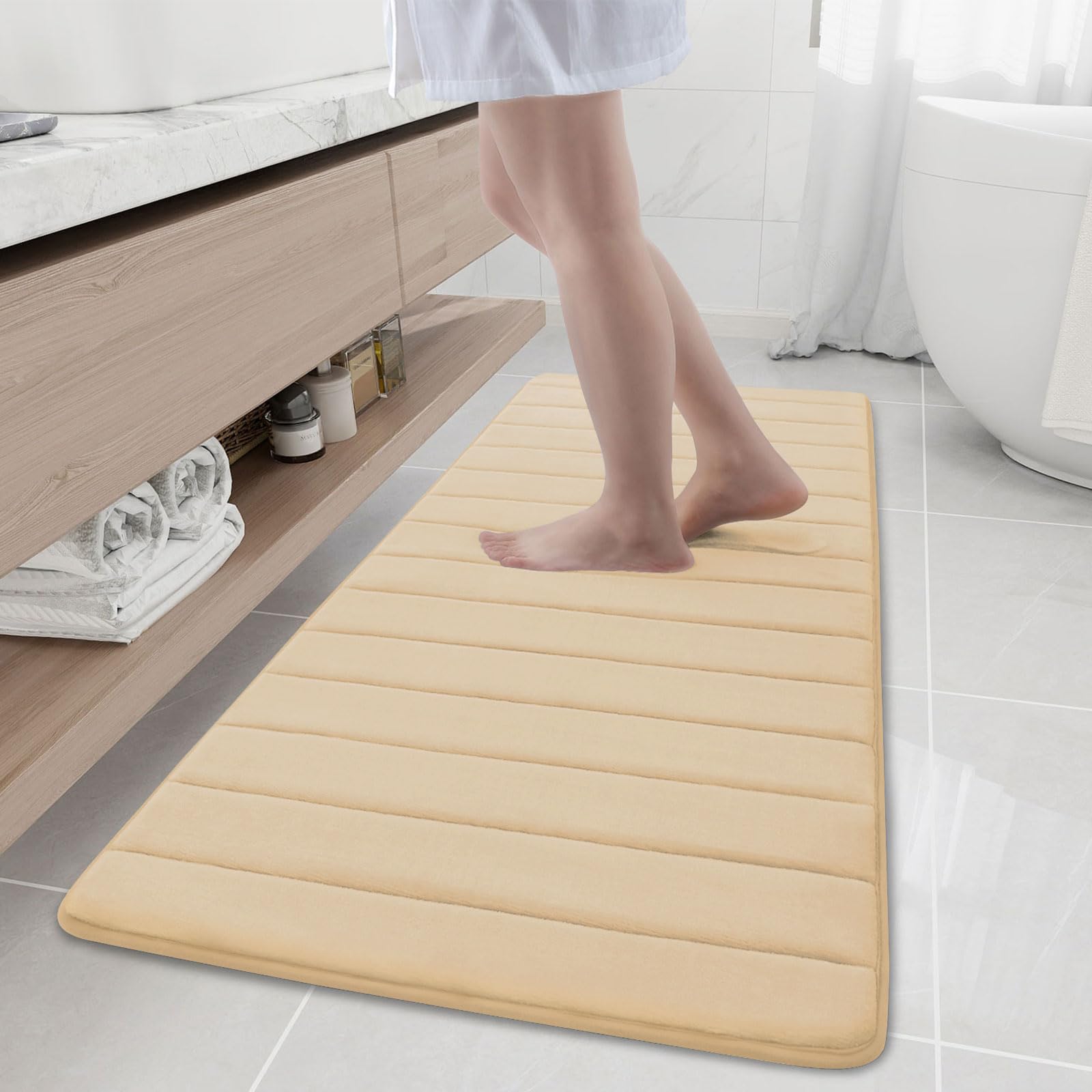 Buganda Memory Foam Bath Mat, 59" x 20", Ultra Soft and Non-Slip Bathroom Rugs, Water Absorbent and Machine Washable Bath Rug Runner for Bathroom,